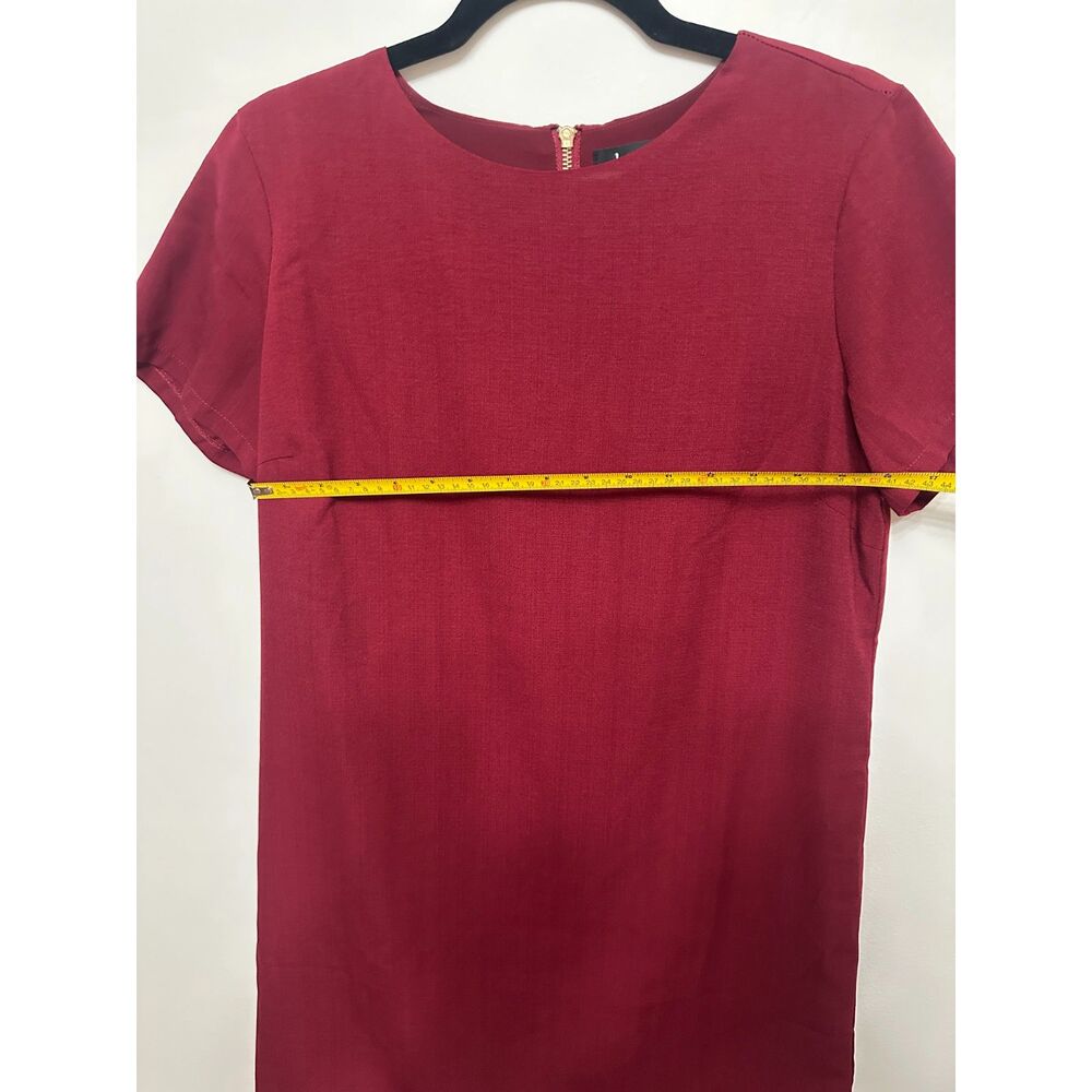 Lulus Burgundy Wine Shift Dress Small Short Sleeve Mini Cocktail Holiday Wedding - Picture 6 of 8